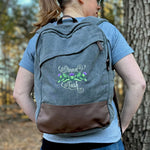 Dinna Fash Scottish Thistle Embroidered Cotton Canvas Backpack - Outlander Inspiration