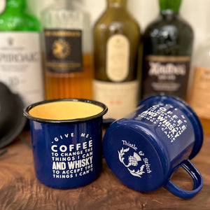 Give me Coffee to Change the Things I can and Whisky to Accept the Things I can't 11oz Enamel Coffee Camp Mug
