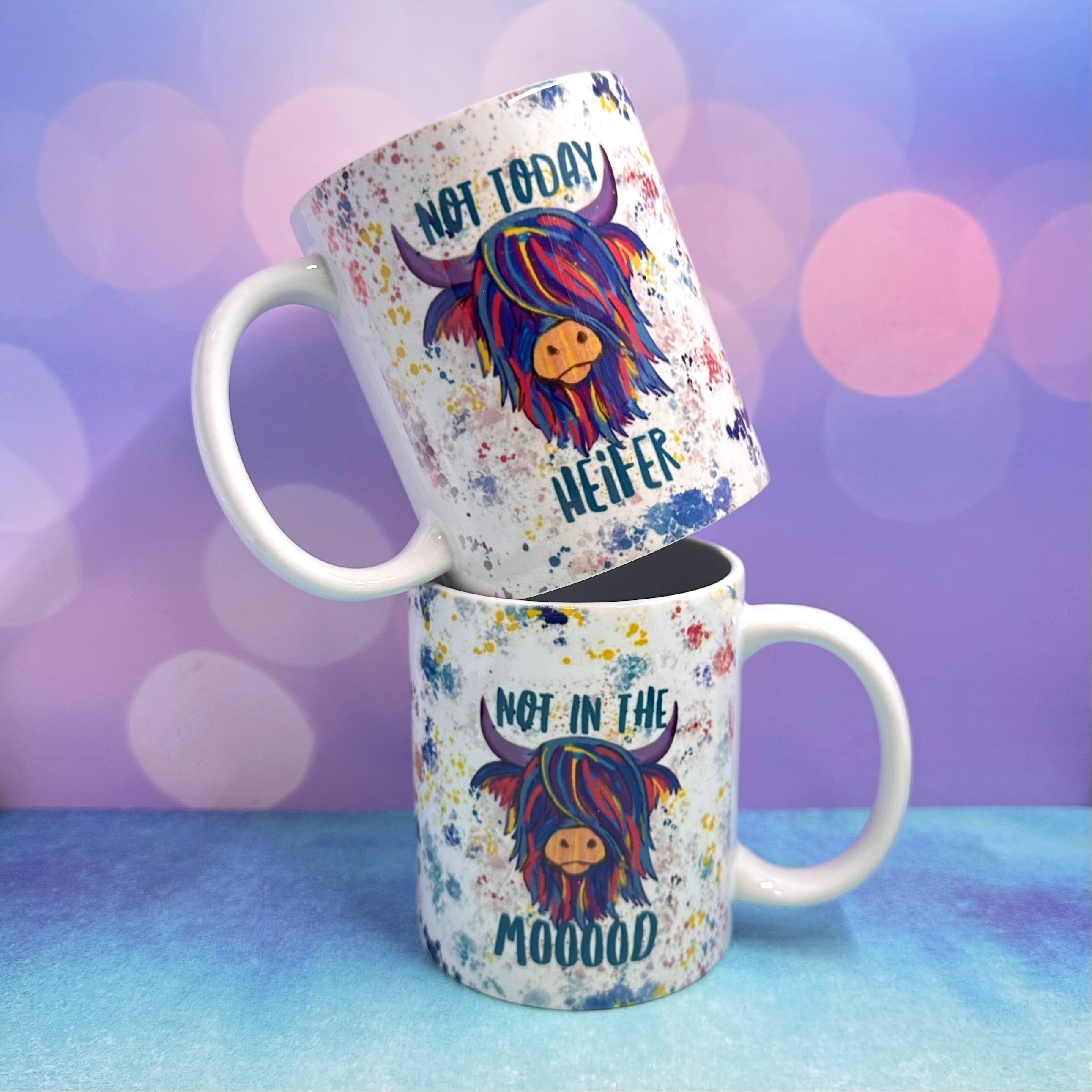 Highland Coo Not Today Heifer or Not in the Mooood Colorful 11oz Ceramic Mug