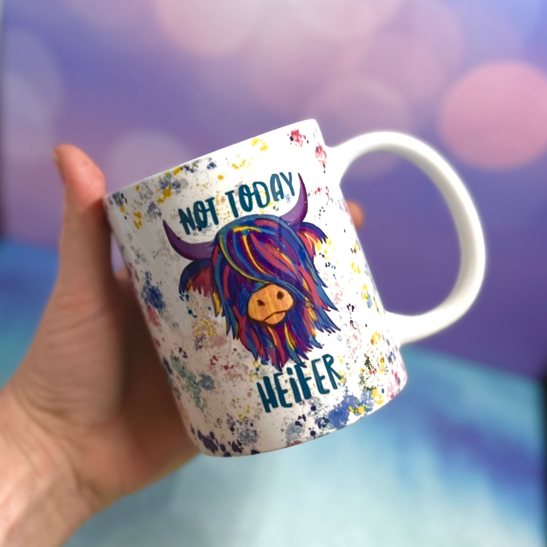 Highland Coo Not Today Heifer or Not in the Mooood Colorful 11oz Ceramic Mug
