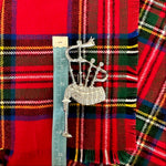 Bagpipes Chrome Plated Metal Fly Plaid Brooch Kilt Pin