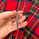 Bagpiper and Claymore Chrome Plated Metal Fly Plaid Brooch Kilt Pin