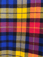 Colorful Yellow, Red, Blue, and Black Flannel Plaid Infinity or Blanket Scarf