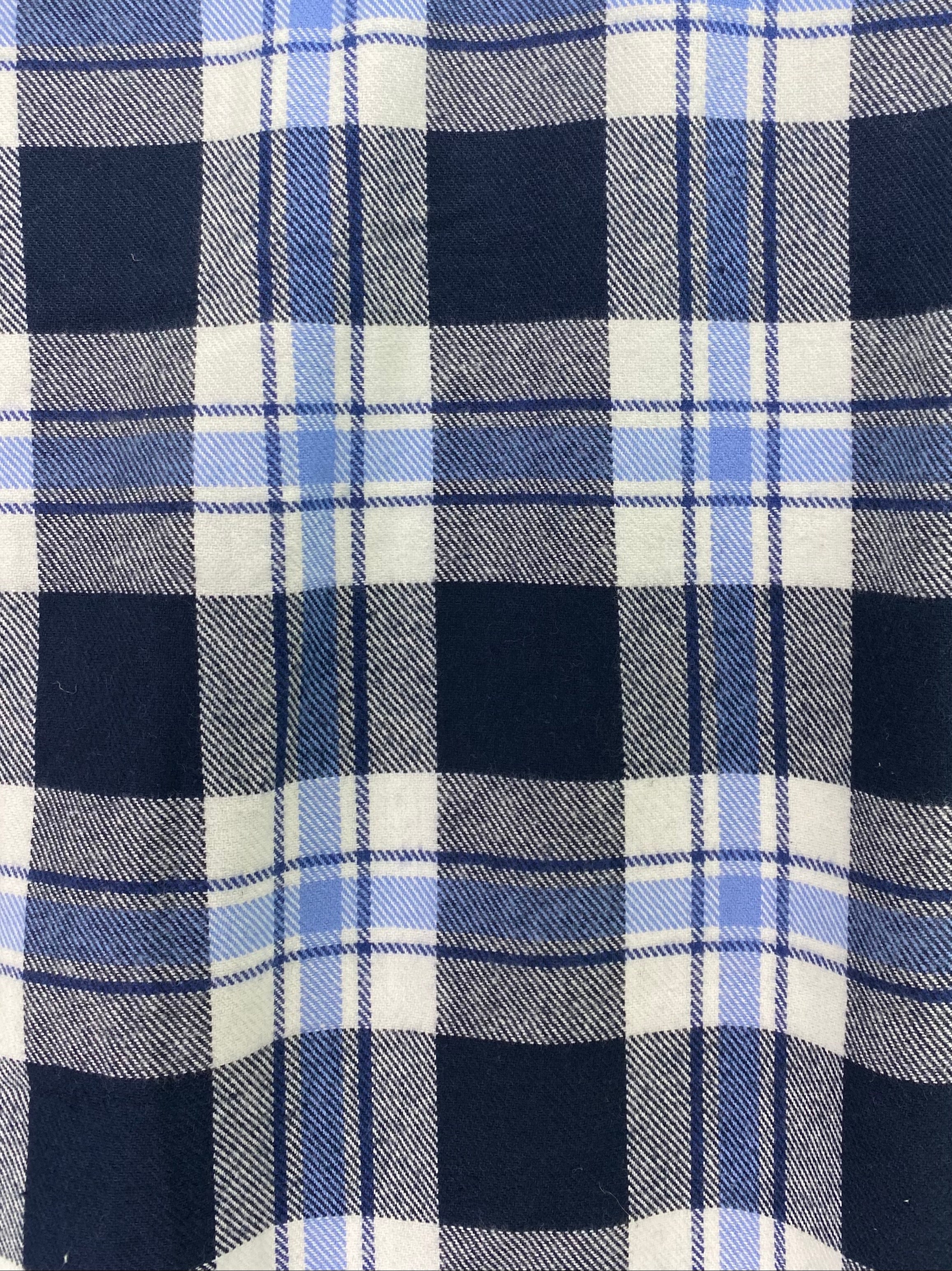 Navy Blue, Light French Blue, and White Flannel Plaid Infinity or Blanket Scarf