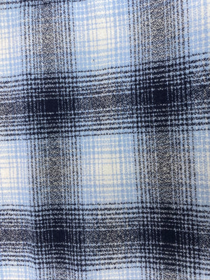 Navy Blue, Light Blue, and White Ombre Plaid Flannel Infinity or Blanket Scarf