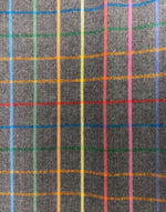 Dark Gray Herringbone with Plaid Stripes in Rainbow Colors Flannel Infinity or Blanket Scarf