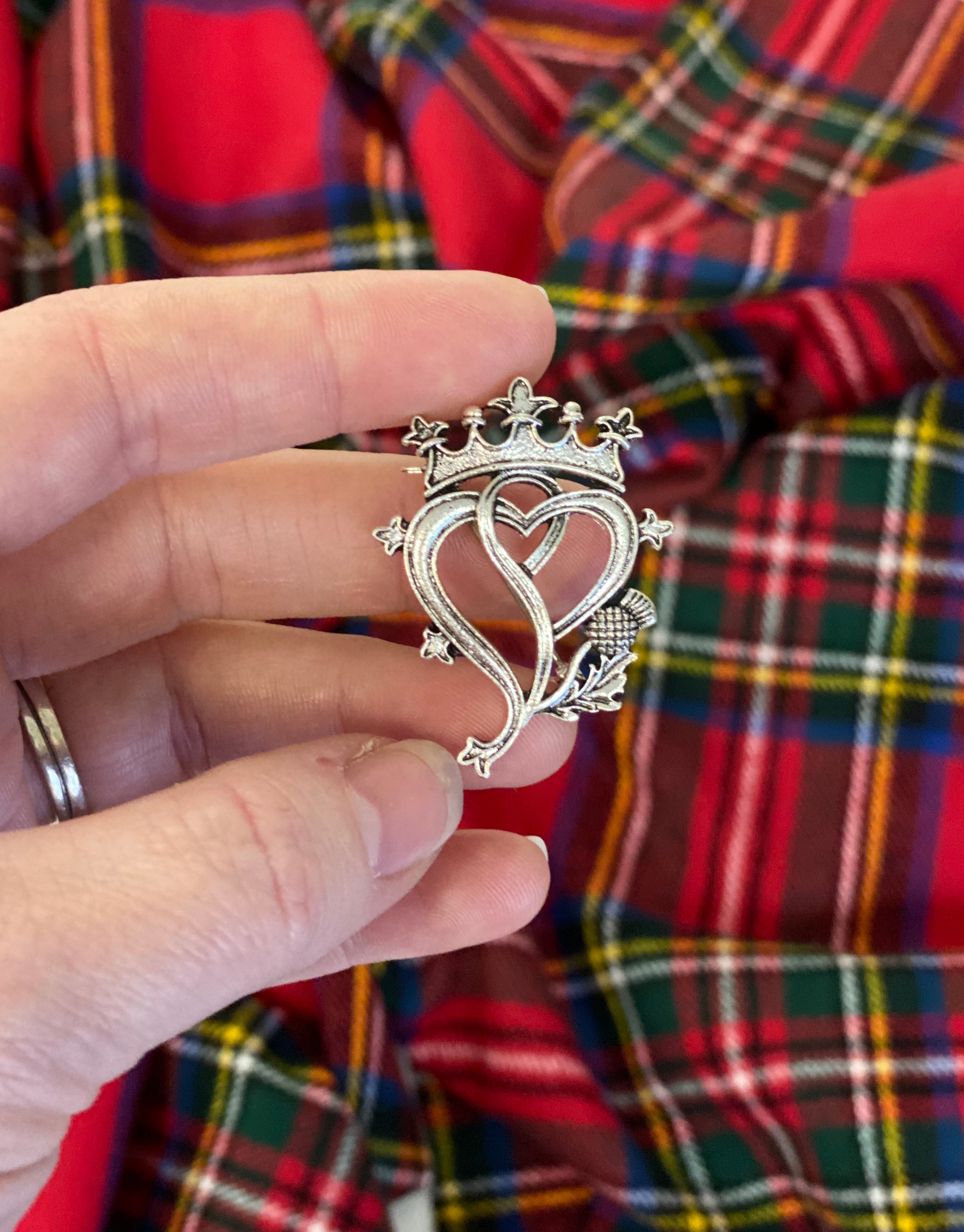 Luckenbooth Scottish Heart Shaped Brooch with Thistle and Crown