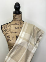 Neutrals in Cream and Beige Large Pattern Plaid Flannel Infinity or Blanket Scarf