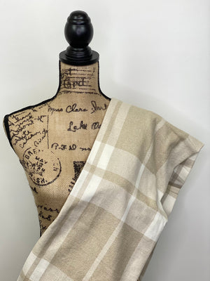 Neutrals in Cream and Beige Large Pattern Plaid Flannel Infinity or Blanket Scarf