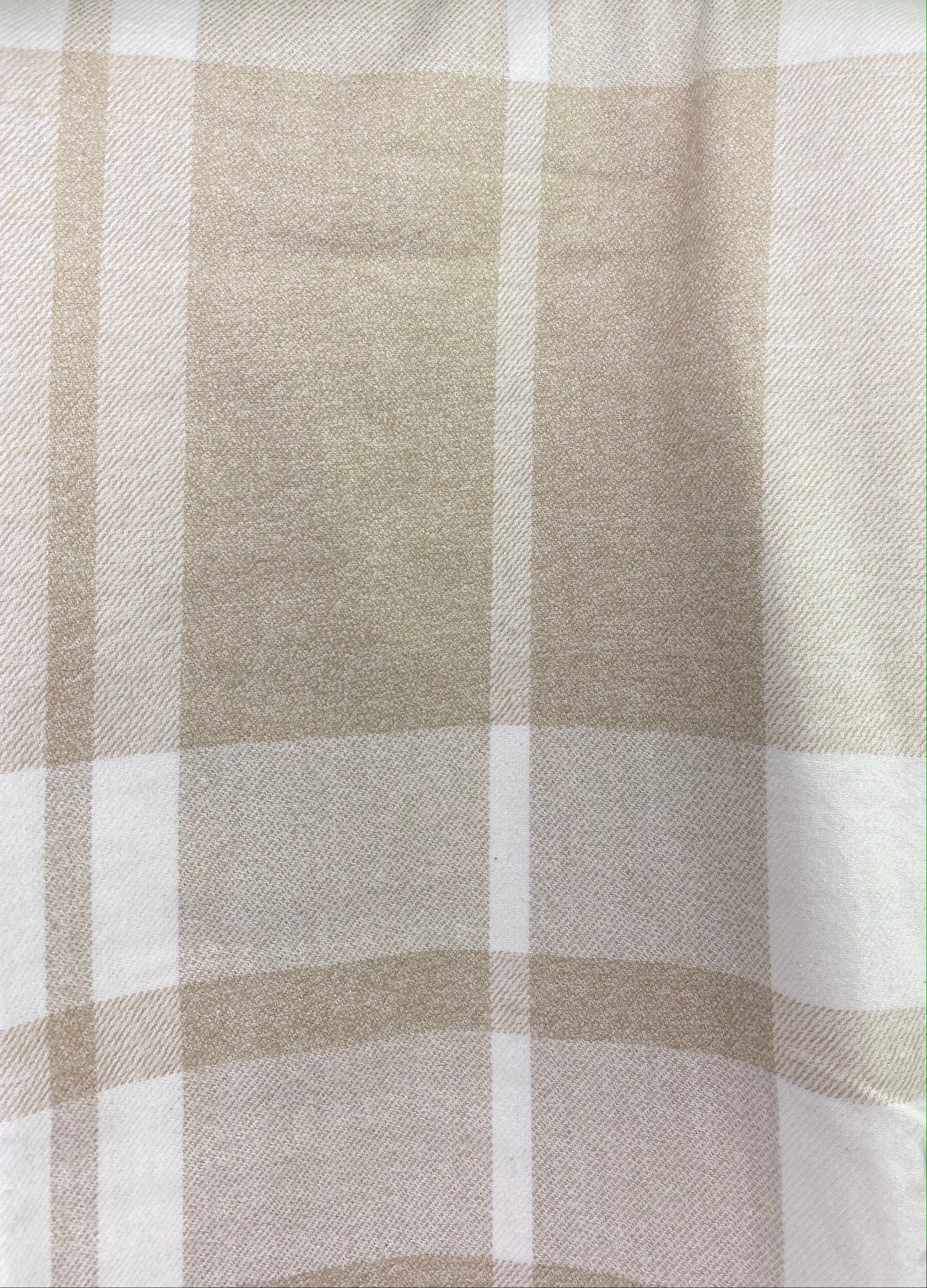 Neutrals in Cream and Beige Large Pattern Plaid Flannel Infinity or Blanket Scarf