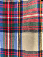 Colorful Madras Plaid in Tan, Black, Blue, Yellow, Green, and Red Lightweight Flannel Infinity or Blanket Scarf