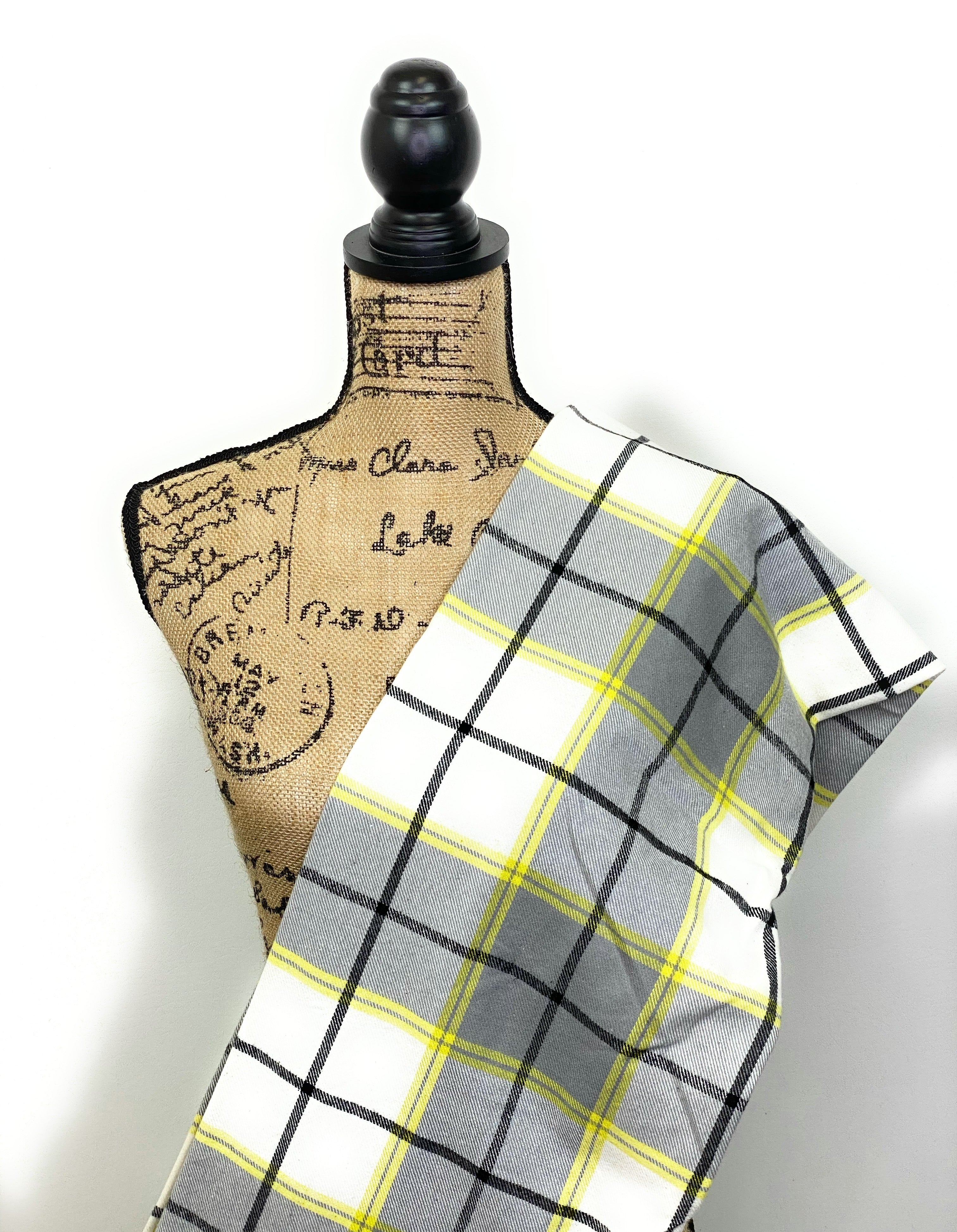 White, Gray, Black, and Yellow Plaid Flannel Infinity or Blanket Scarf
