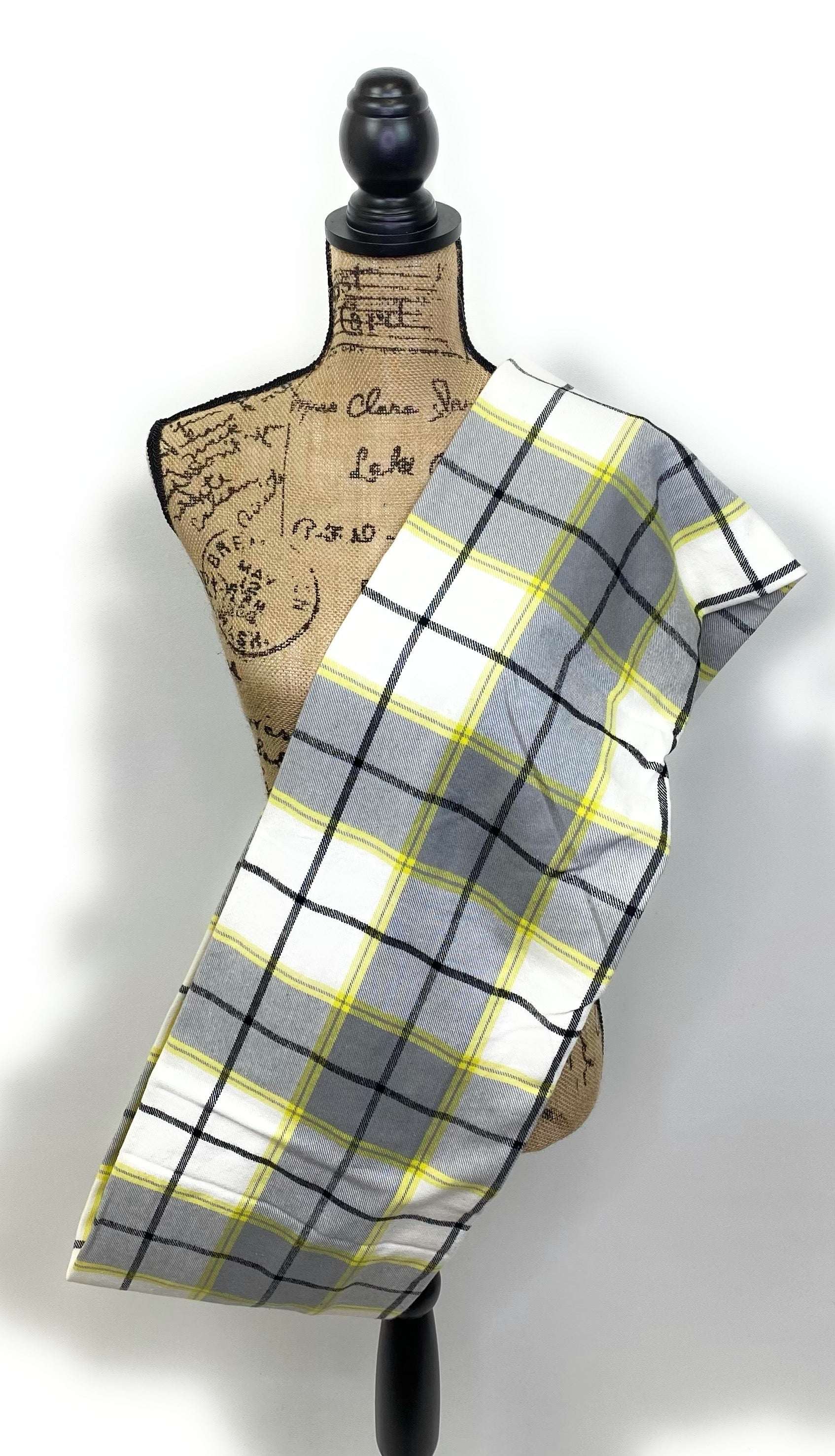 White, Gray, Black, and Yellow Plaid Flannel Infinity or Blanket Scarf