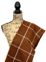Chestnut Brown and Cream Large Windowpane Plaid Flannel Infinity or Blanket Scarf