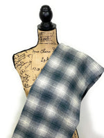 Dark French Blue, Gray, and Cream Ombre Plaid Flannel Infinity or Blanket Scarf