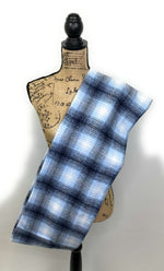 Navy Blue, Light Blue, and White Ombre Plaid Flannel Infinity or Blanket Scarf