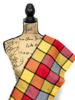 Colorful Red, Yellow, Orange, and Gray Block Plaid Flannel Infinity or Blanket Scarf