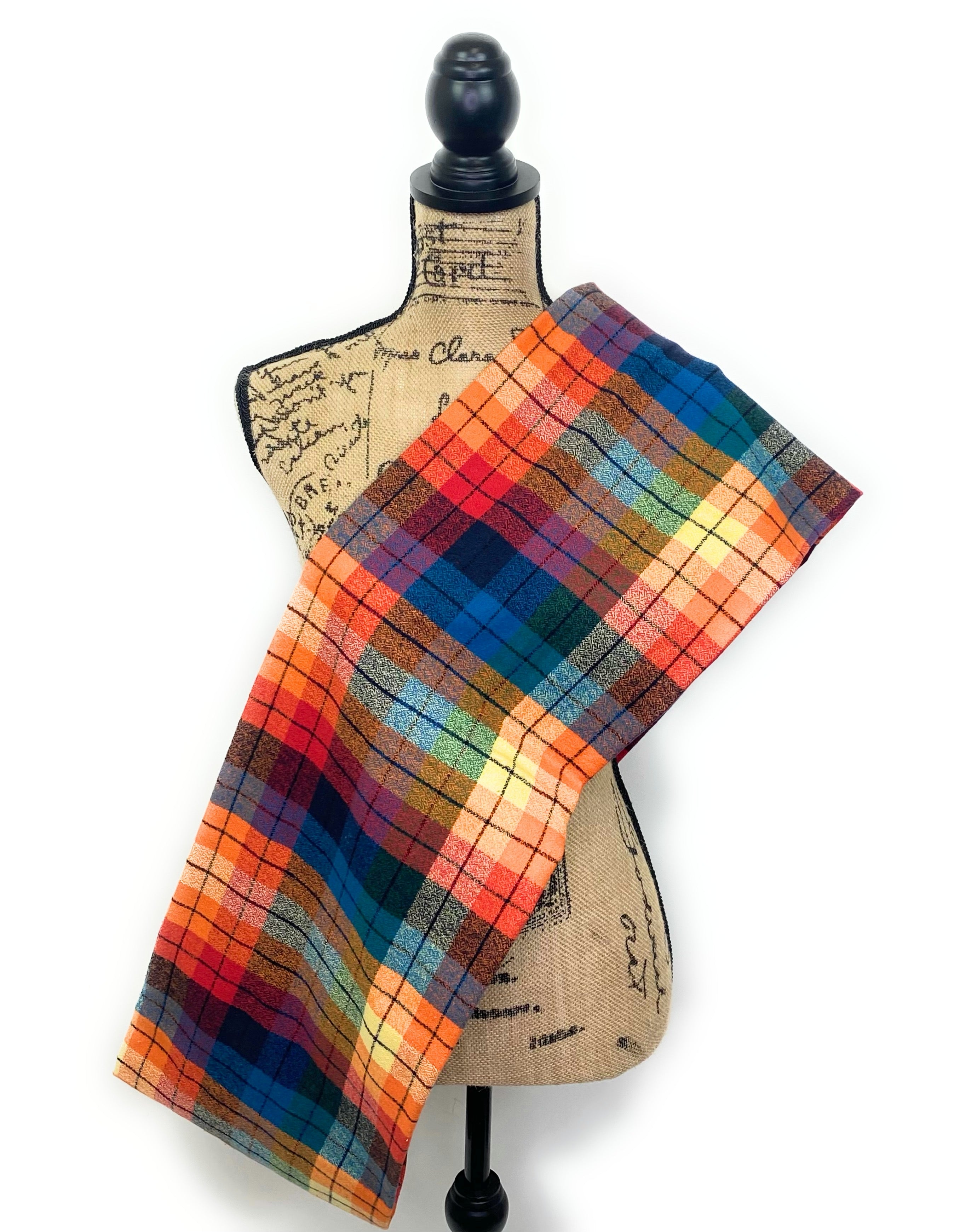 Rainbow of Color Heathered Plaid Flannel Infinity or Blanket Scarf