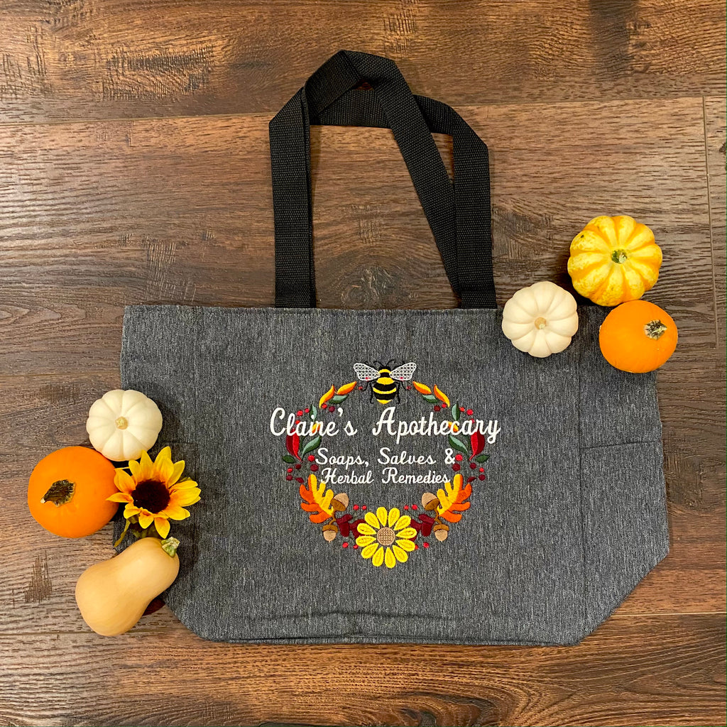 Claire's Apothecary Fall Wreath Embroidered Tote Bag - Outlander Inspiration