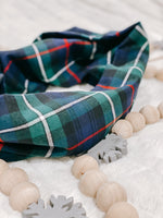 MacKenzie Tartan - Navy Blue, Green, Black, Red, White, Plaid Flannel Scarf