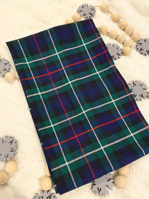 MacKenzie Tartan - Navy Blue, Green, Black, Red, White, Plaid Flannel Scarf