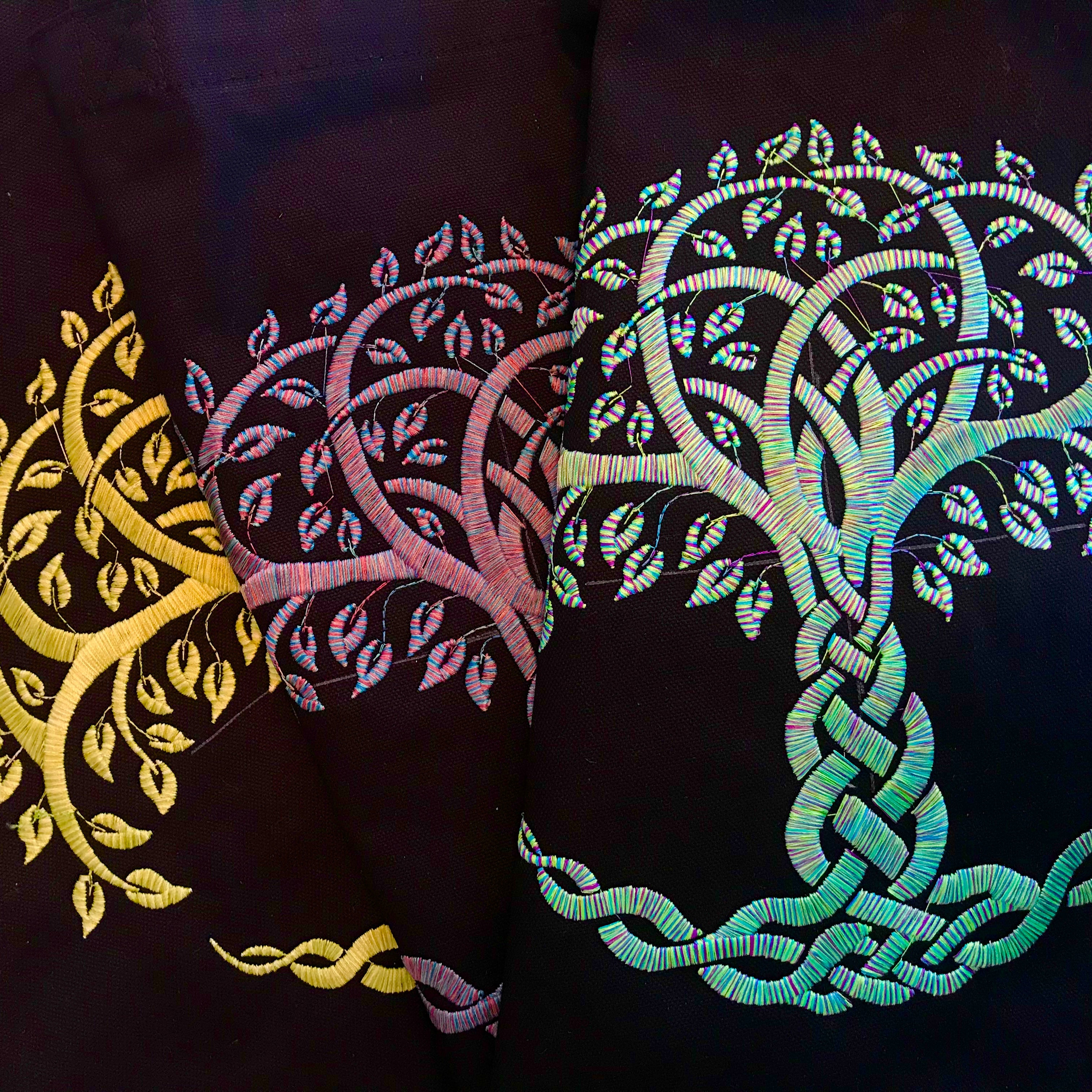 Celtic Knot Tree of Life Embroidered Tote Bag Custom Order Hundreds of Color Combinations