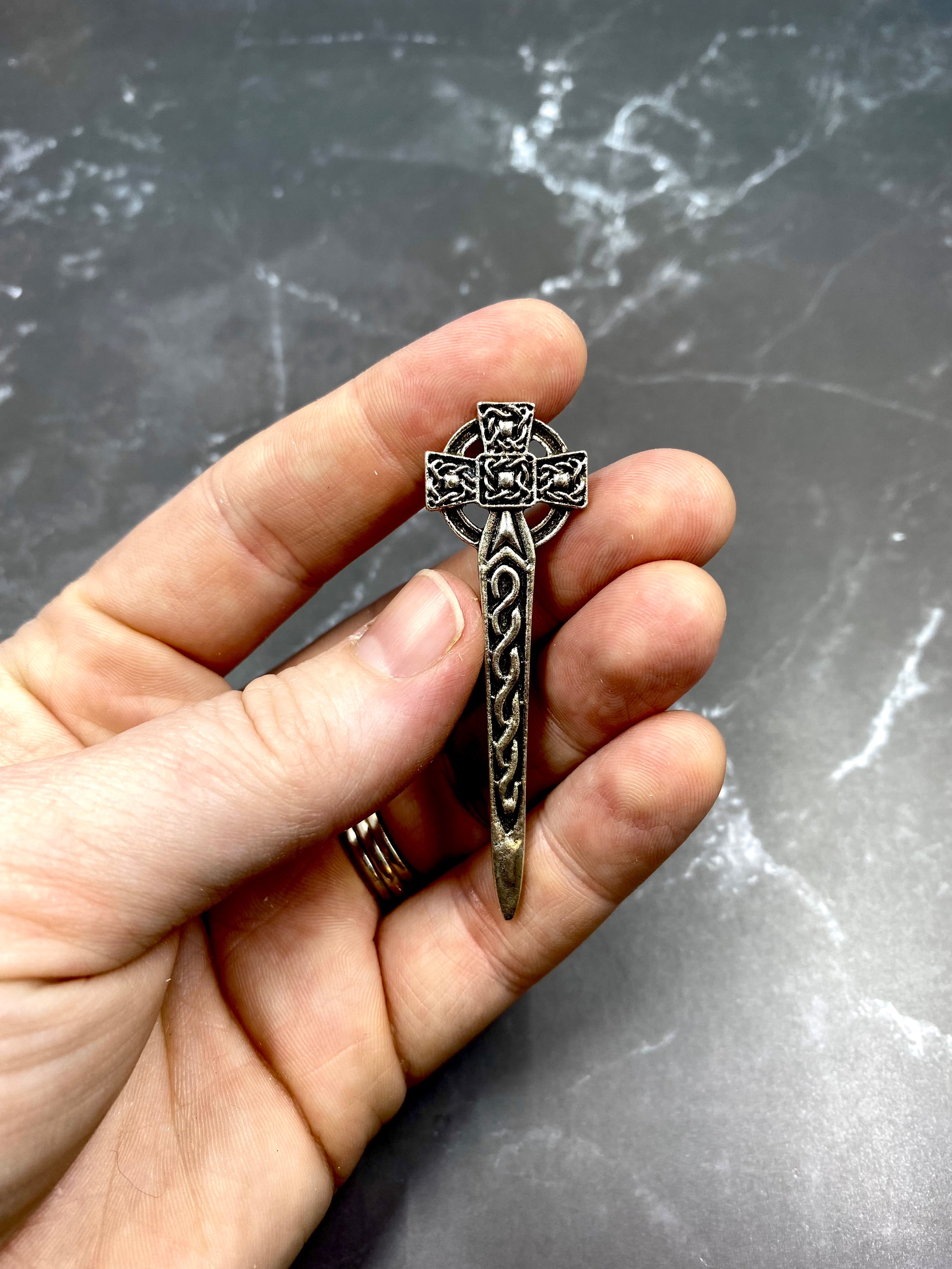 Celtic Knot Cross Sword Kilt Brooch Pin