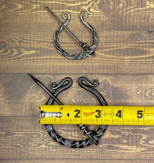 Hand Forged Steel Twisted Large and Extra Large Penannular Brooches