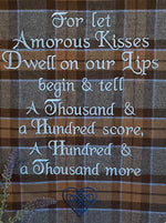 For let Amorous Kisses Dwell... Outlander Quote Inspired Embroidered Flannel Envelope Pillowcase