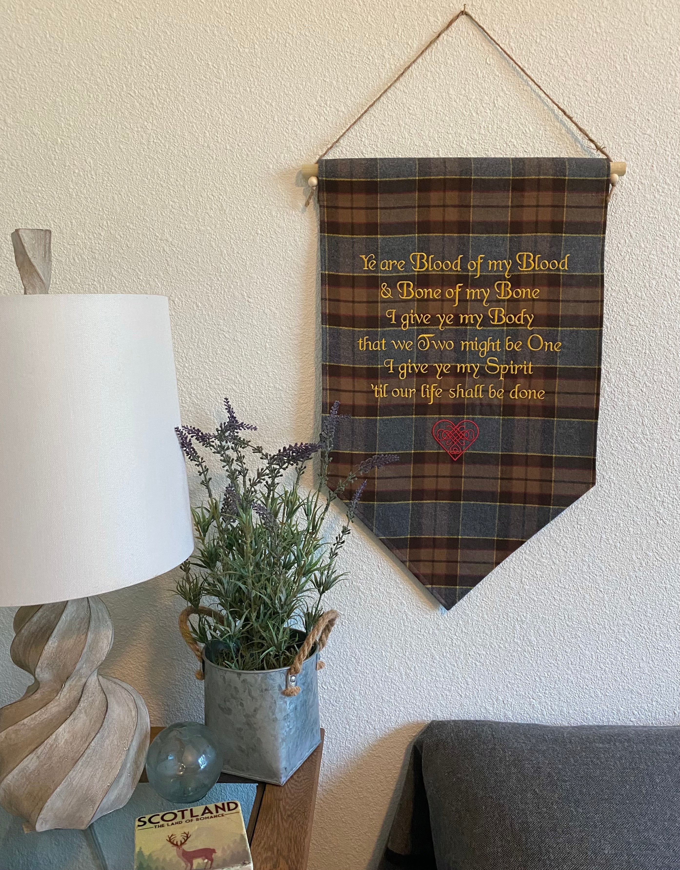 Blood of my Blood... Celtic Blood Oath Outlander Quote Inspired Embroidered Banner Wall Hanging