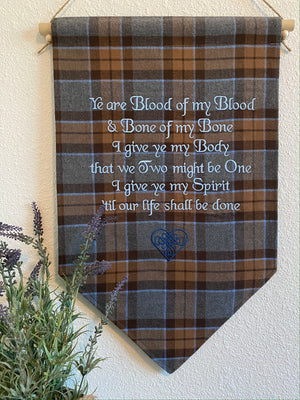 Blood of my Blood... Celtic Blood Oath Outlander Quote Inspired Embroidered Banner Wall Hanging