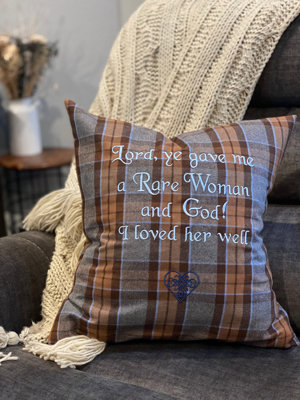 Ye gave me a rare woman... Outlander Quote Inspired Embroidered Flannel Envelope Pillowcase