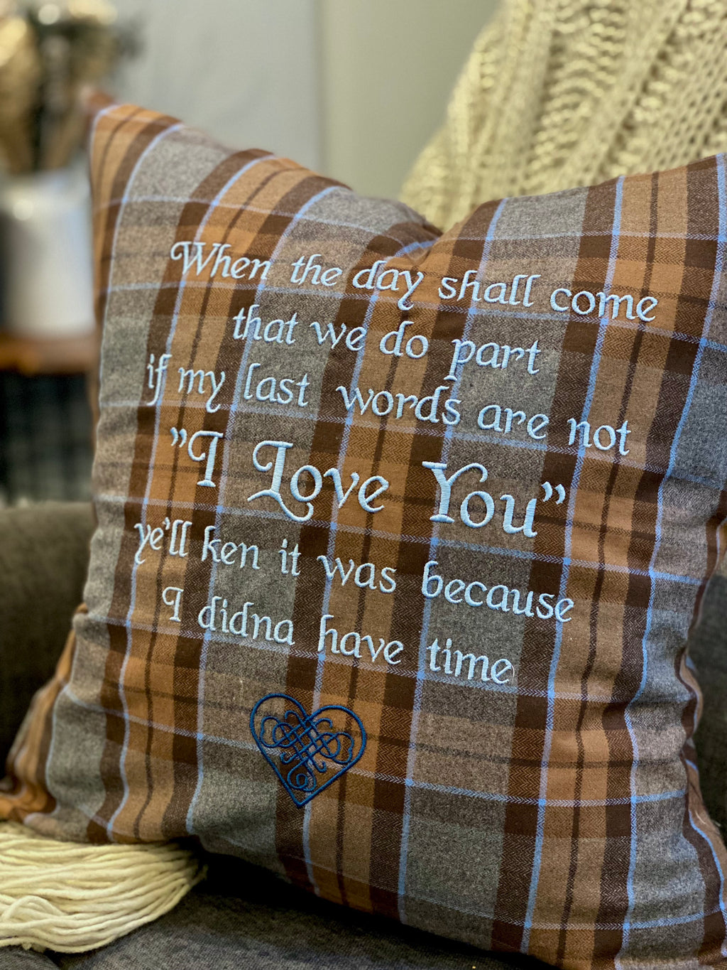 When the day shall come... Outlander Quote Inspired Embroidered Flannel Envelope Pillowcase