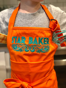 KIDS Star Baker Embroidered Apron - Multiple Apron Color Options