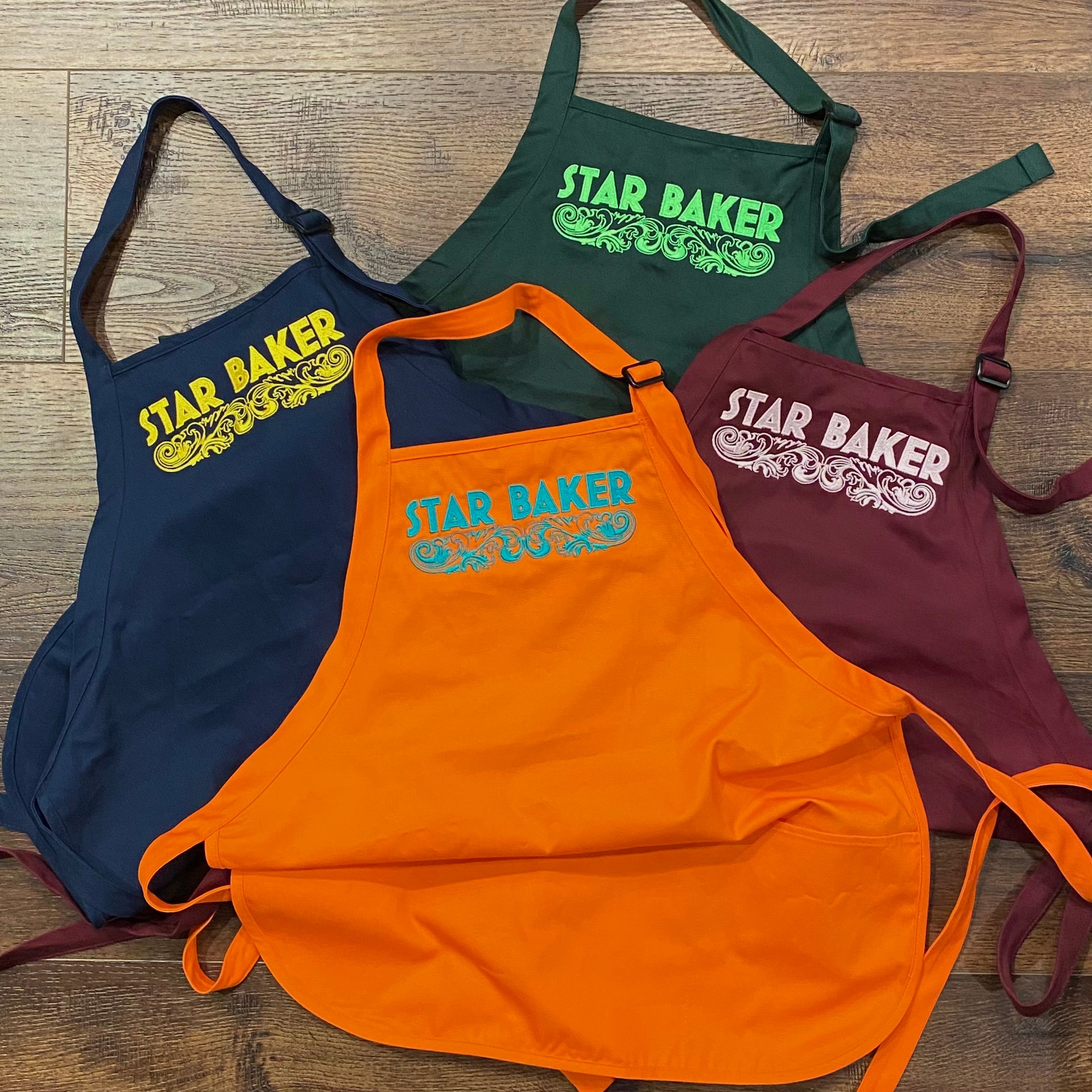 KIDS Star Baker Embroidered Apron - Multiple Apron Color Options