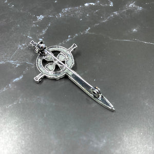 Irish Shamrock Celtic Sword Kilt Pin Celtic Knot Brooch