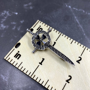 Irish Shamrock Celtic Sword Kilt Pin Celtic Knot Brooch