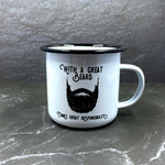 With a Great Beard Comes Great Responsibility Weathered Enamel Campfire Mug