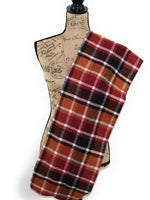 Wine Red, Pumpkin Orange, Black and White Flannel Plaid Infinity or Blanket Scarf Autumn Wrap