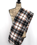 Black, White, Teal-Gray, and Orange Medium Weight Flannel Plaid Infinity or Blank Scarf