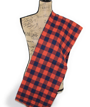 Classic Buffalo Plaid Gingham in Orange and Navy Blue Flannel Plaid Infinity Scarf or Blanket Scarf Tartan Wrap