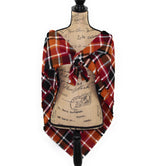 Wine Red, Pumpkin Orange, Black and White Flannel Plaid Infinity or Blanket Scarf Autumn Wrap