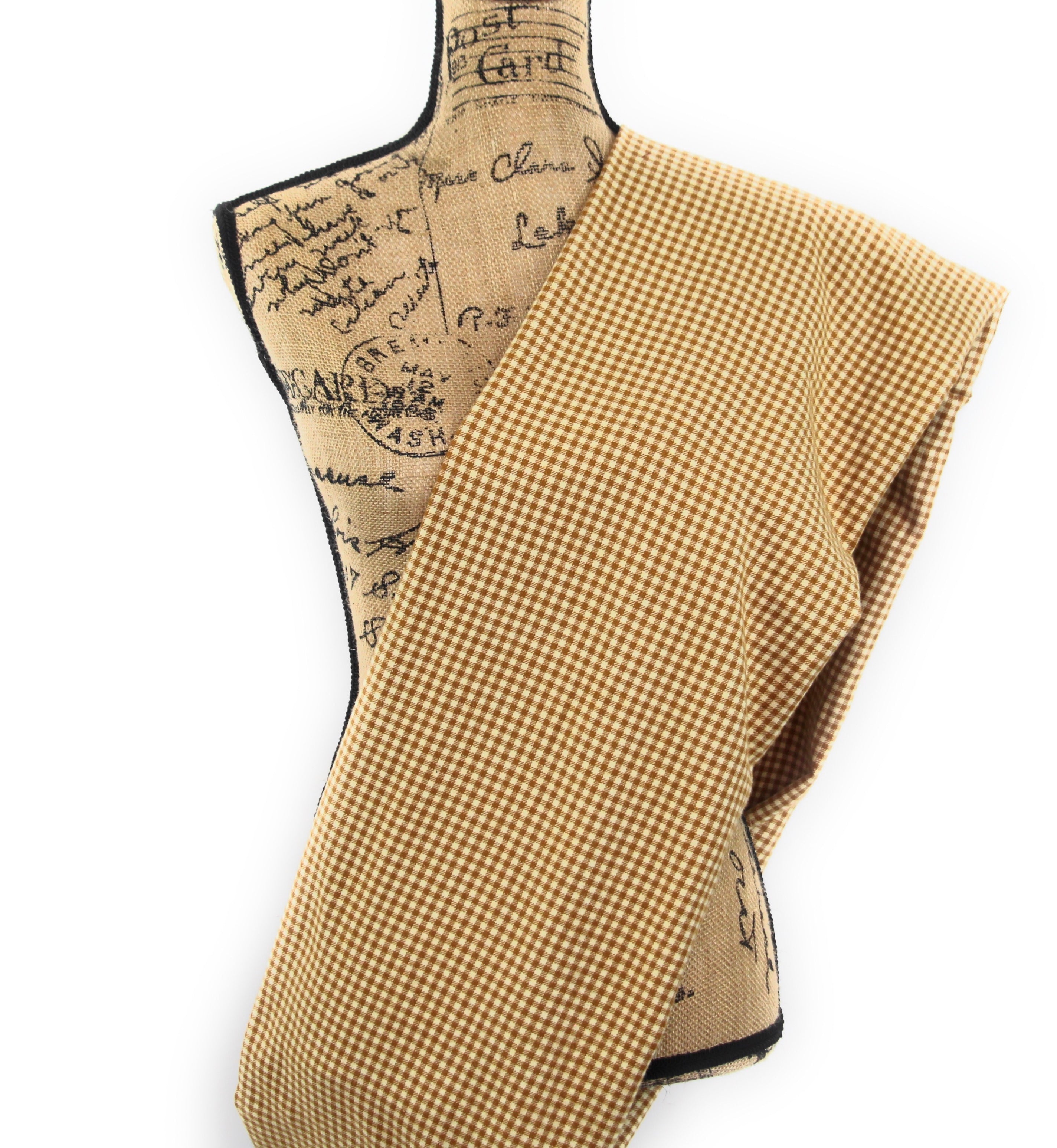 Butterscotch Orange/Mustard Yellow and Cream Small Check Gingham Plaid Lightweight Infinity or Blanket Scarf