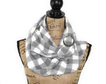 Gray and White Buffalo Plaid Flannel Plaid Infinity or Blanket Scarf
