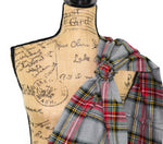 Stewart Tartan in Heather Gray with Sage Green and Red Flannel Plaid Infinity or Blanket Scarf