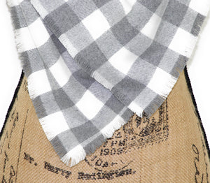 Gray and White Buffalo Plaid Flannel Plaid Infinity or Blanket Scarf