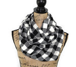 Shepherds Plaid Classic Black and White Buffalo Plaid Flannel Infinity or Blanket Scarf Gingham Check