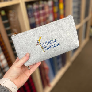 La Dame Blanche Embroidered Felt Zipper Pouch