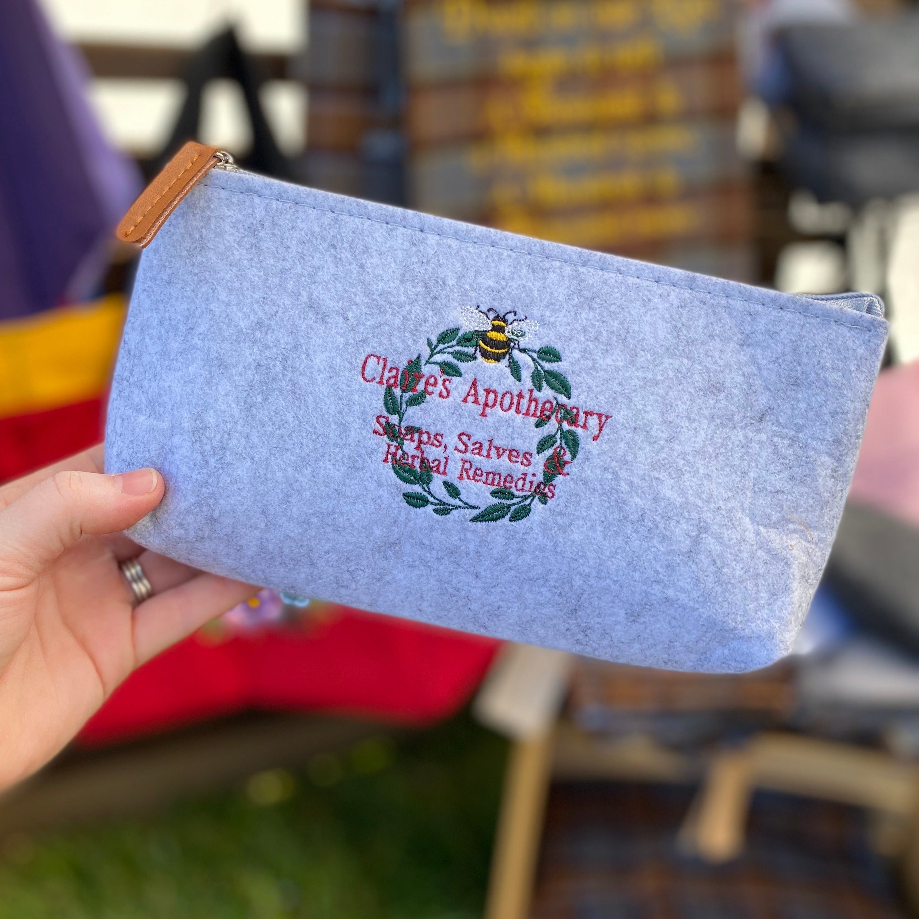 Claire's Apothecary Embroidered Felt Zipper Pouch