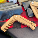 Laser Engraved Wooden Switchblade Beard Combs